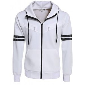 Men's Slim Fit Jacket Lightweight Hoodie Pullover White Small NWT